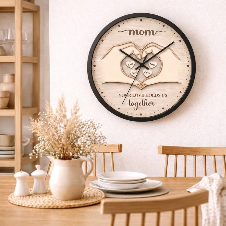 Infinite Bond Personalized Wall Clock for Mom's Loving Home