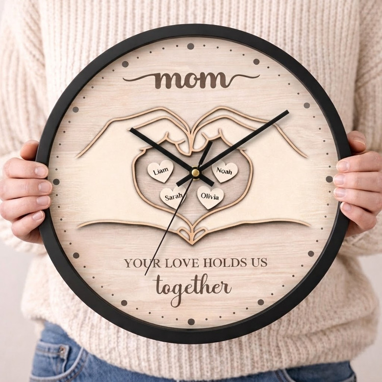 Infinite Bond Personalized Wall Clock for Mom's Loving Home