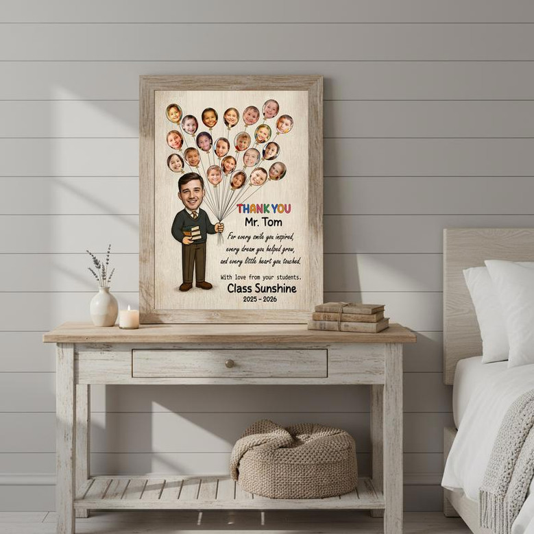 Teacher Gift - Personalized Teacher Balloon With Kids’ Faces Canvas