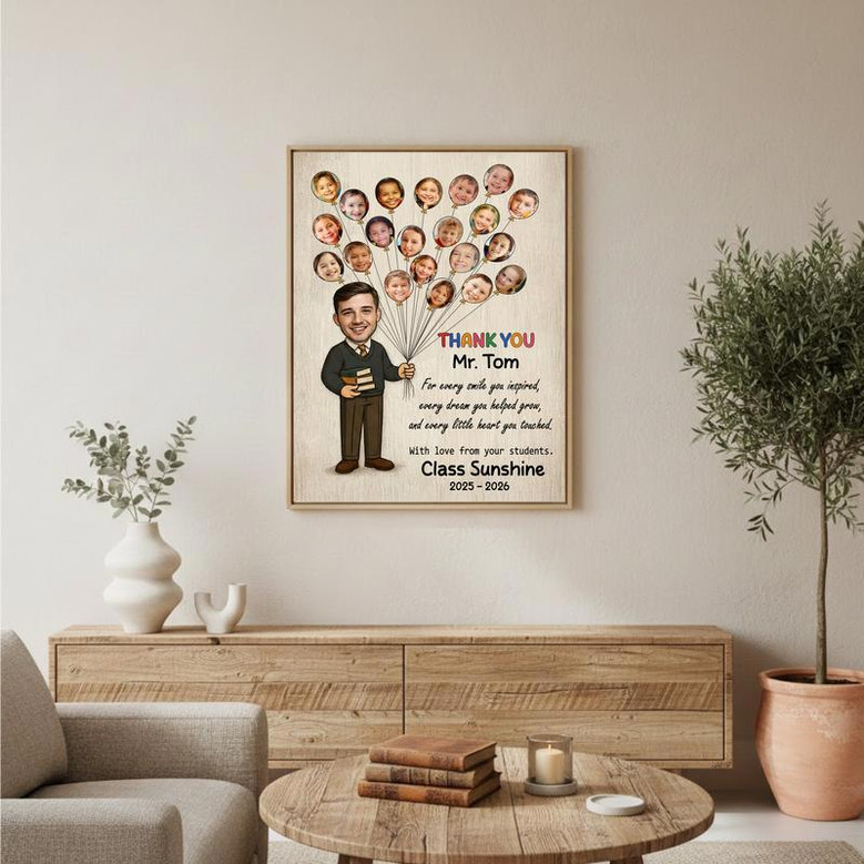 Teacher Gift - Personalized Teacher Balloon With Kids’ Faces Canvas