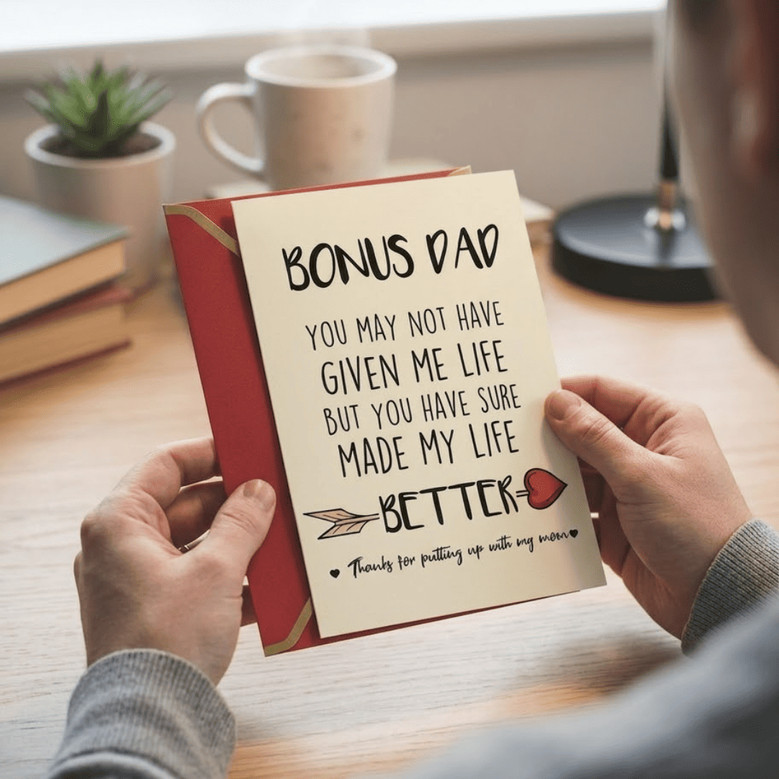 Bonus Dad Greeting Card - Thanks for Putting Up with Mom