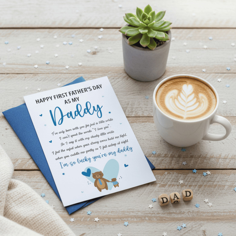 Celebrating Dad - Heartfelt 1st Father's Day Greeting Card Celebrating Dad - Heartfelt 1st Father's Day Greeting Card
