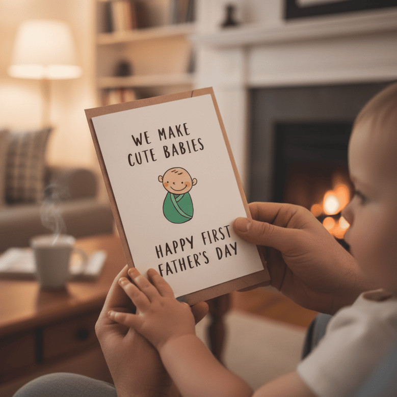 Celebrating His First Father's Day Greeting Card - New Dad Gift