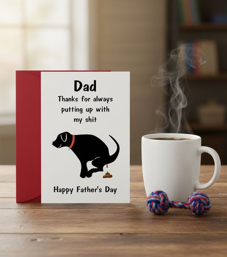 Heartfelt Father's Day Greeting Card from the Whole Family & Pup