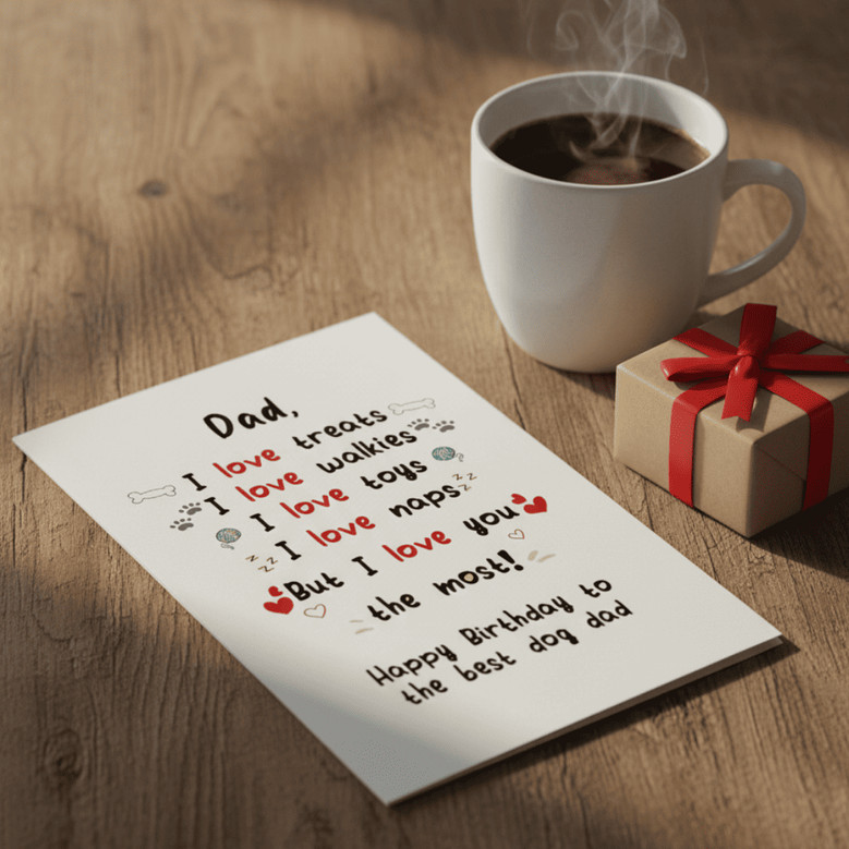 Heartfelt Paws - A Special Birthday Greeting Card for Every Dog Dad