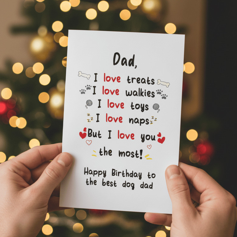 Heartfelt Paws - A Special Birthday Greeting Card for Every Dog Dad