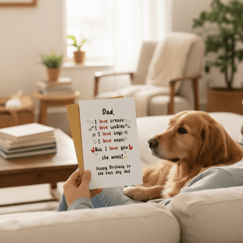 Heartfelt Paws - A Special Birthday Greeting Card for Every Dog Dad