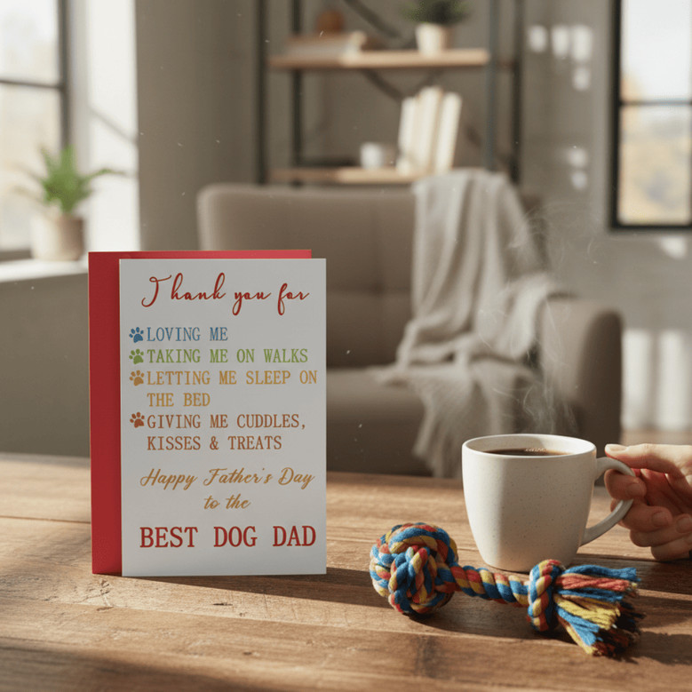 Pawsome Pawther's Day Greeting Card for the Best Dog Dad Ever