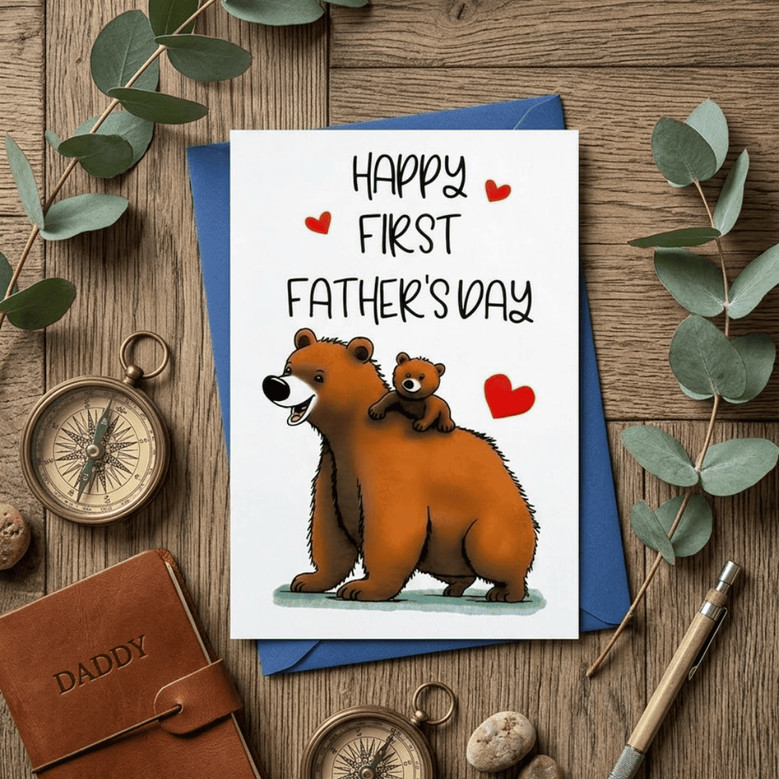 Sweet First Father's Day Greeting Card - Baby Bear New Dad Gift Sweet First Father's Day Greeting Card - Baby Bear New Dad Gift