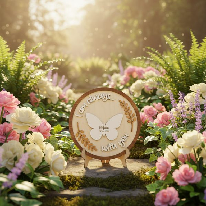 Butterfly Memorial Layer Wood Sign Always With You Mother Gift