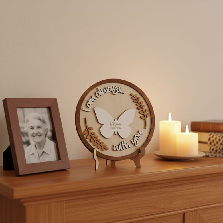 Butterfly Memorial Layer Wood Sign Always With You Mother Gift