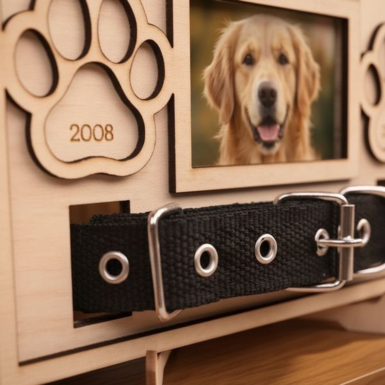 Cherished Dog Collar Layer Wood Sign Personalized Pet Loss Gift Cherished Dog Collar Layer Wood Sign Personalized Pet Loss Gift