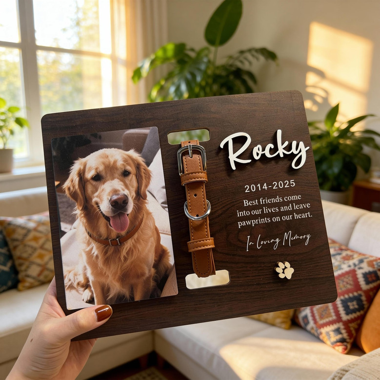 Cherished Dog Memorial Layer Wood Sign Collar Holder Frame Cherished Dog Memorial Layer Wood Sign Collar Holder Frame