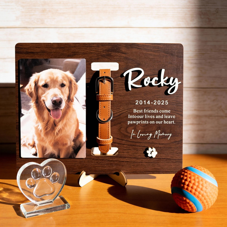 Cherished Dog Memorial Layer Wood Sign Collar Holder Frame Cherished Dog Memorial Layer Wood Sign Collar Holder Frame