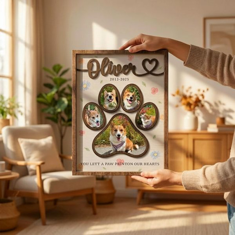 Cherished Pet Photo Collage Layer Wood Sign Custom Dog Mom Gift Cherished Pet Photo Collage Layer Wood Sign Custom Dog Mom Gift
