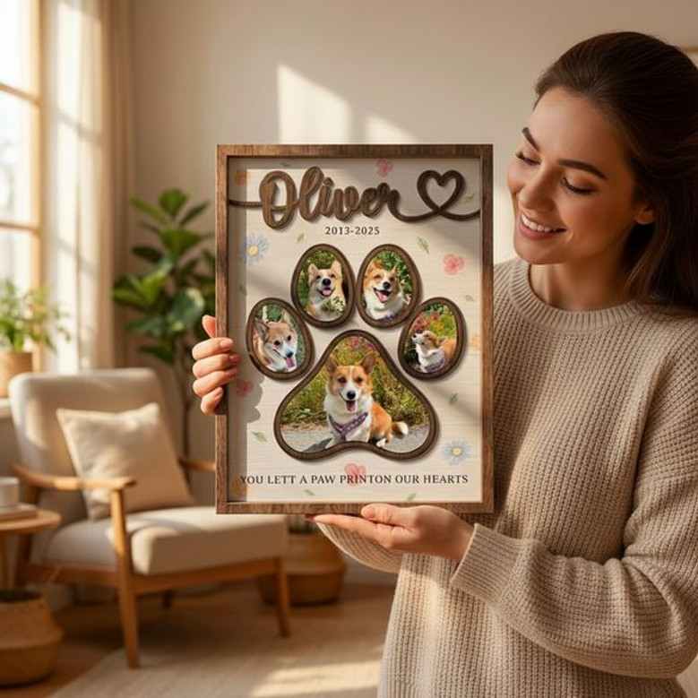 Cherished Pet Photo Collage Layer Wood Sign Custom Dog Mom Gift Cherished Pet Photo Collage Layer Wood Sign Custom Dog Mom Gift