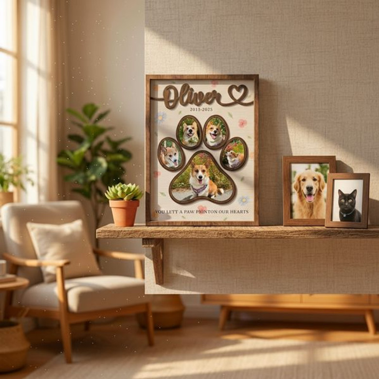 Cherished Pet Photo Collage Layer Wood Sign Custom Dog Mom Gift Cherished Pet Photo Collage Layer Wood Sign Custom Dog Mom Gift
