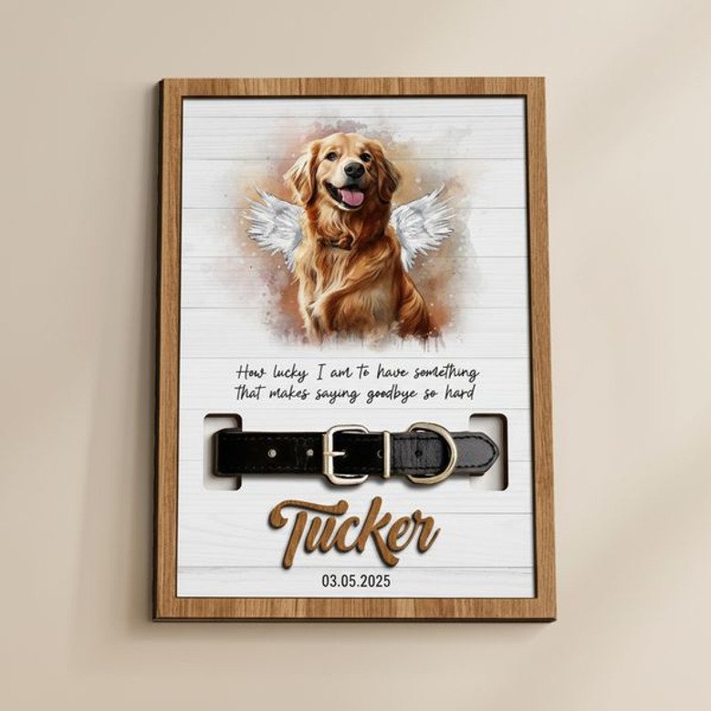 Cherished Pet Portrait Layer Wood Sign Collar Holder