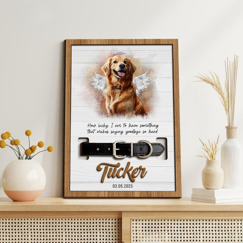 Cherished Pet Portrait Layer Wood Sign Collar Holder