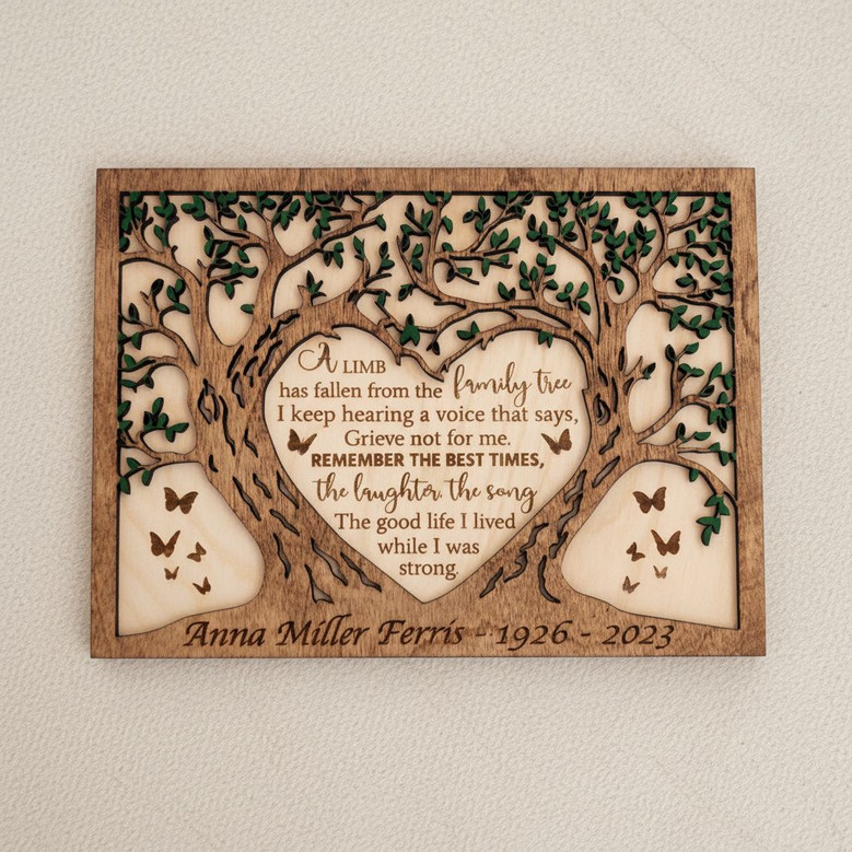 Family Tree Memorial Layer Wood Sign Custom Sympathy Keepsake Family Tree Memorial Layer Wood Sign Custom Sympathy Keepsake