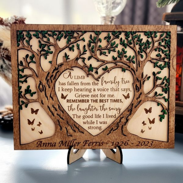 Family Tree Memorial Layer Wood Sign Custom Sympathy Keepsake Family Tree Memorial Layer Wood Sign Custom Sympathy Keepsake