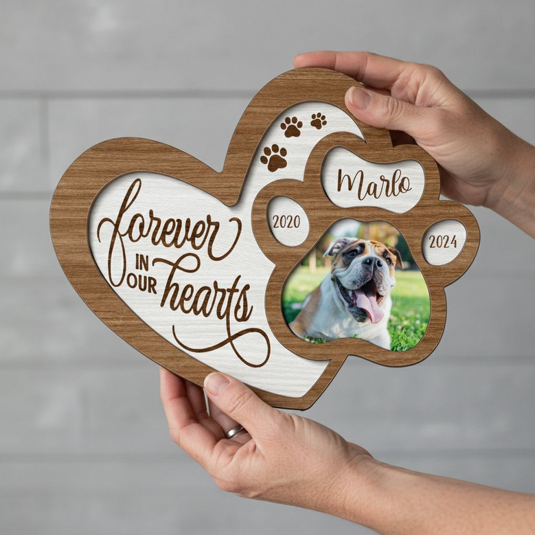 Forever in My Heart Layer Wood Sign Custom Pet Memorial Plaque