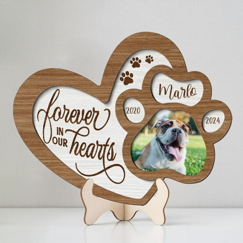 Forever in My Heart Layer Wood Sign Custom Pet Memorial Plaque