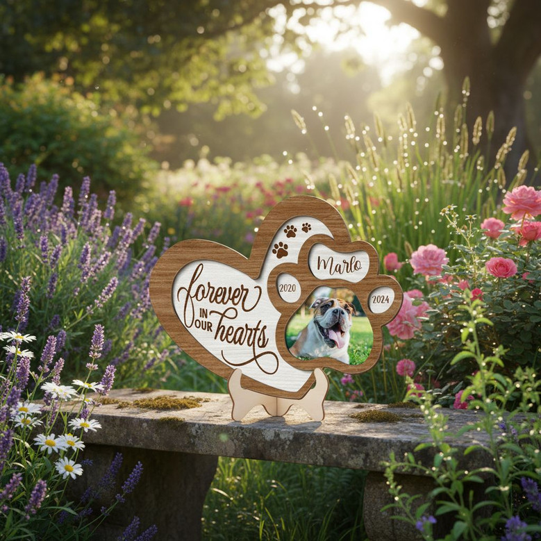 Forever in My Heart Layer Wood Sign Custom Pet Memorial Plaque