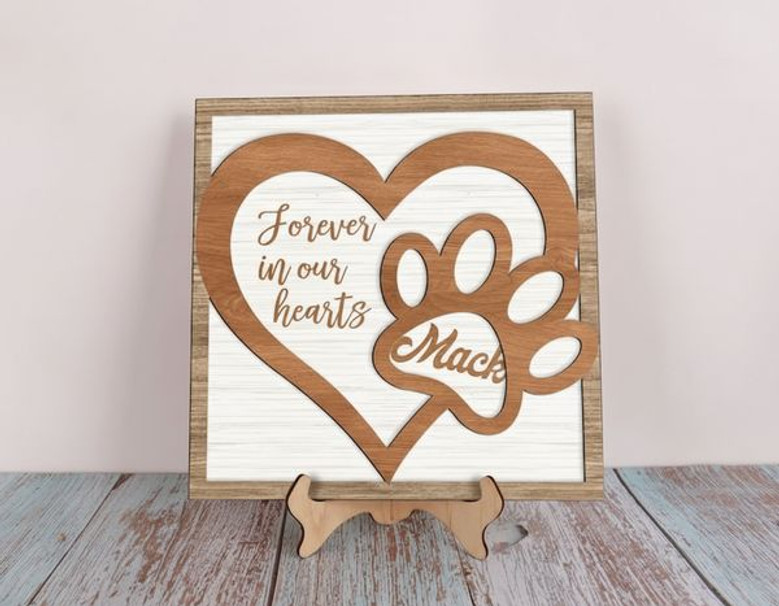 Forever In Our Hearts Custom Pet Paw Layer Wood Sign Forever In Our Hearts Custom Pet Paw Layer Wood Sign