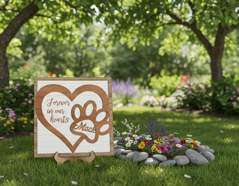 Forever In Our Hearts Custom Pet Paw Layer Wood Sign Forever In Our Hearts Custom Pet Paw Layer Wood Sign
