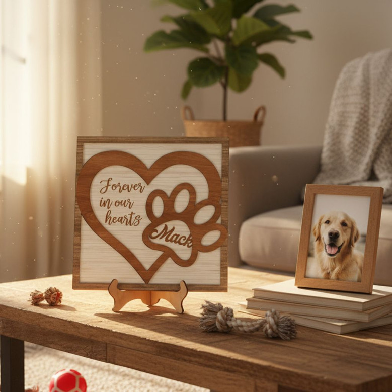Forever In Our Hearts Custom Pet Paw Layer Wood Sign Forever In Our Hearts Custom Pet Paw Layer Wood Sign