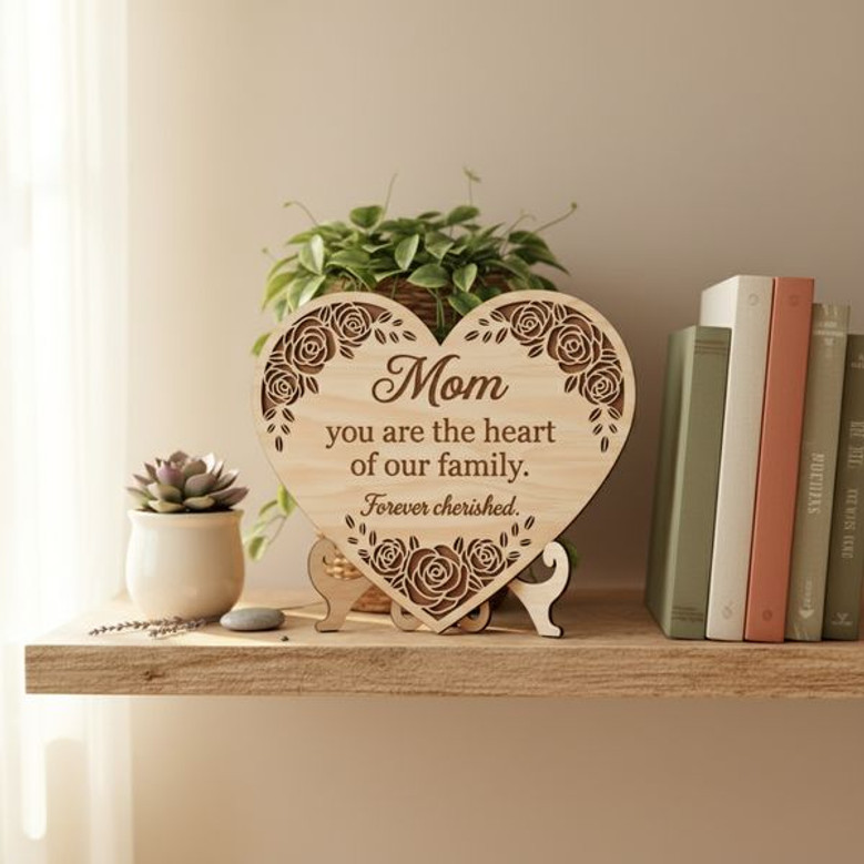 Heart of Our Family Layer Wood Sign Mom Remembrance Gift