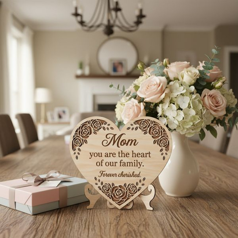 Heart of Our Family Layer Wood Sign Mom Remembrance Gift