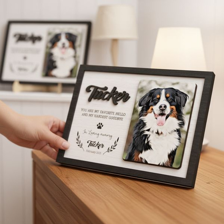 Heartfelt Pet Sympathy Gift Custom Dog Photo Layer Wood Sign