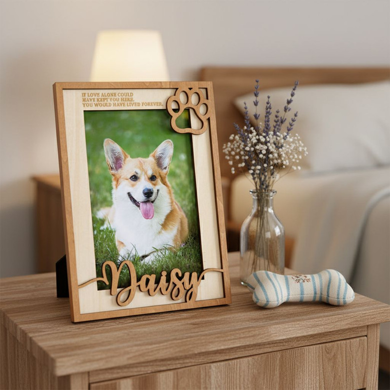 Pet Paw Photo Frame Layer Wood Sign Forever In Our Hearts Memory