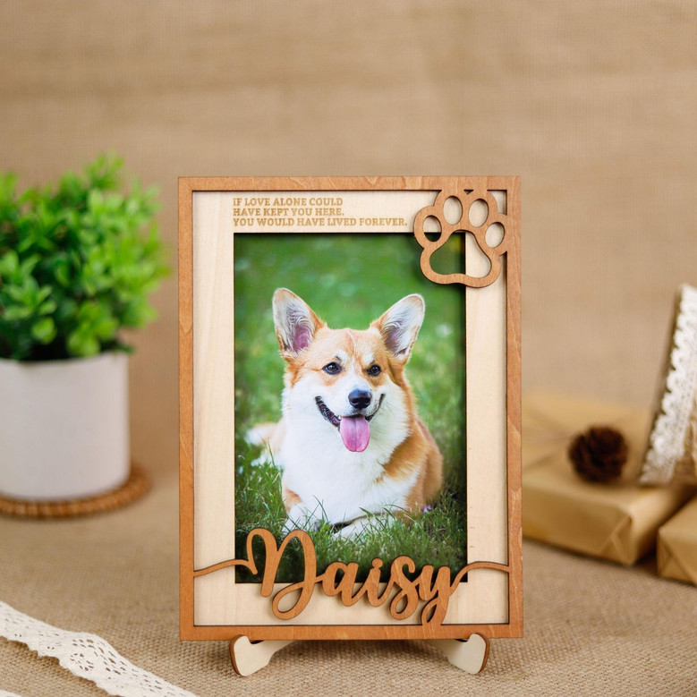 Pet Paw Photo Frame Layer Wood Sign Forever In Our Hearts Memory