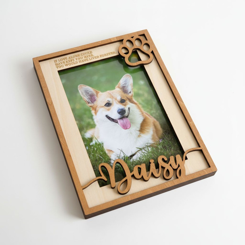Pet Paw Photo Frame Layer Wood Sign Forever In Our Hearts Memory