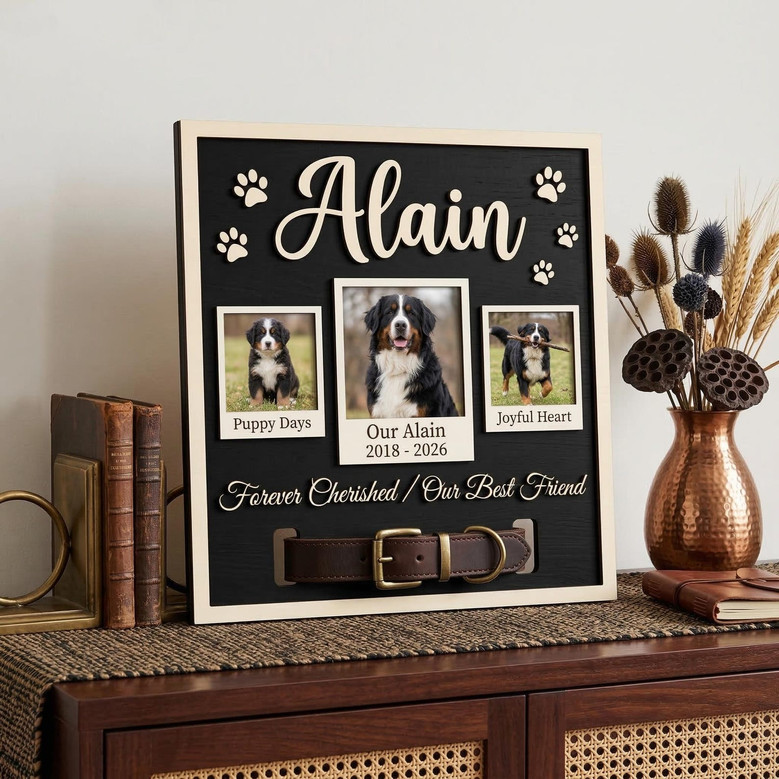 Pet Remembrance Dog Collar Holder Layer Wood Sign Pet Remembrance Dog Collar Holder Layer Wood Sign