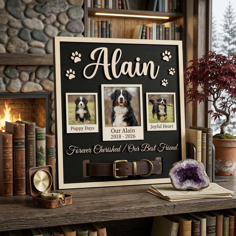 Pet Remembrance Dog Collar Holder Layer Wood Sign Pet Remembrance Dog Collar Holder Layer Wood Sign