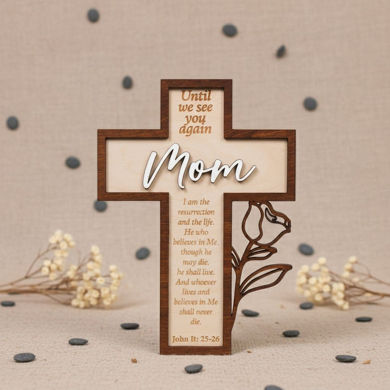 Until We Meet Again Mom Memorial Cross Layer Wood Sign Until We Meet Again Mom Memorial Cross Layer Wood Sign
