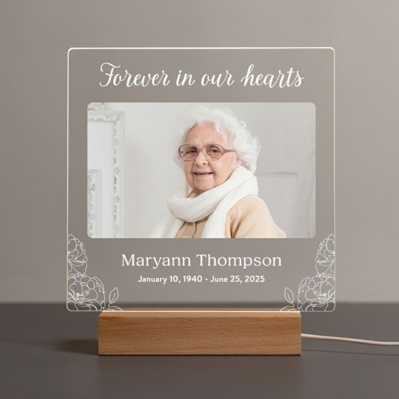 Custom LED Memorial Photo Night Light Radiant Tribute