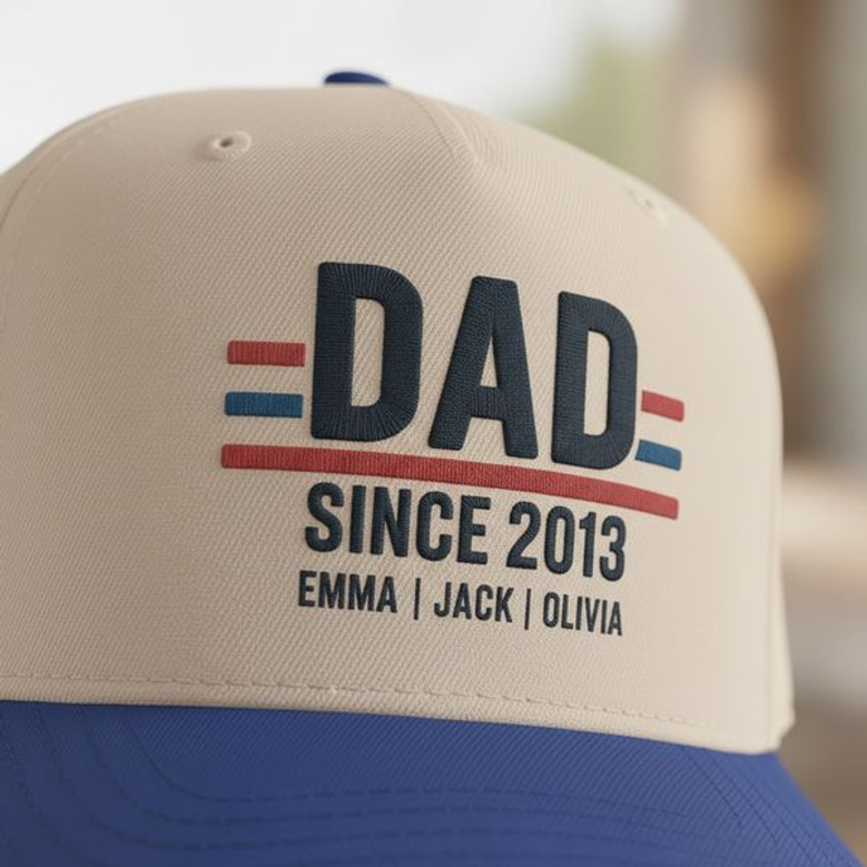 Custom Papa With Kids Names - Embroidered Mid Profile Baseball Cap Custom Papa With Kids Names - Embroidered Mid Profile Baseball Cap