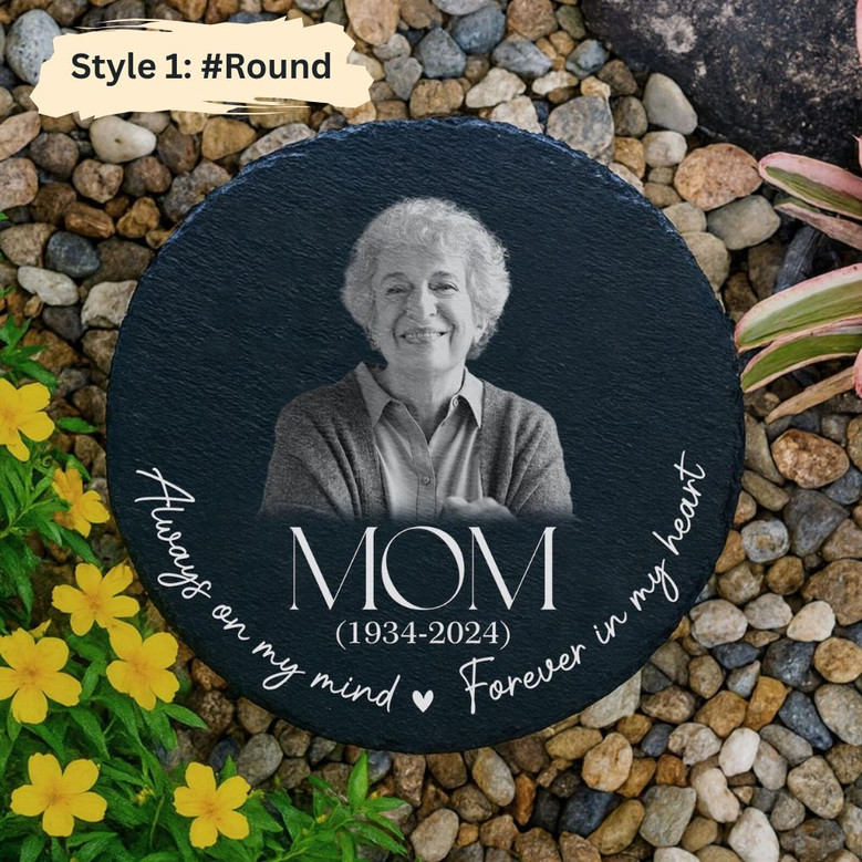 Custom Photo Memorial Garden Stone Forever in Our Hearts Tribute
