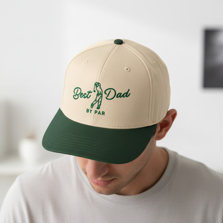 Golfing Pro Embroidered Mid Profile Baseball Cap - Best Dad by Par
