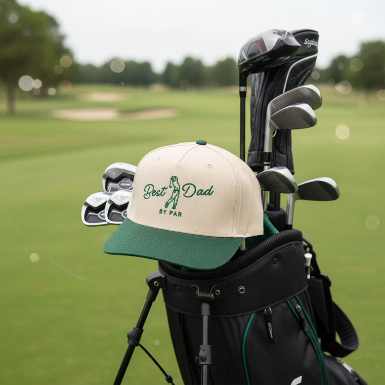 Golfing Pro Embroidered Mid Profile Baseball Cap - Best Dad by Par