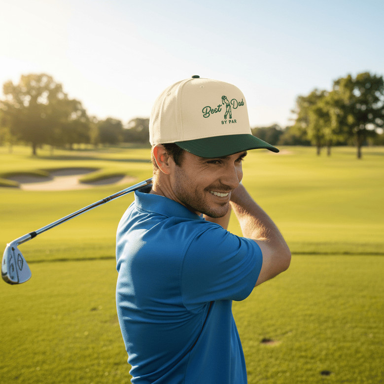 Golfing Pro Embroidered Mid Profile Baseball Cap - Best Dad by Par