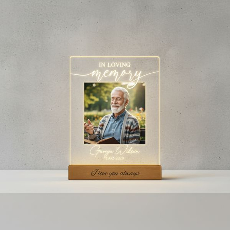 Grandpa Dad Photo Night Light Glowing Tribute of Love