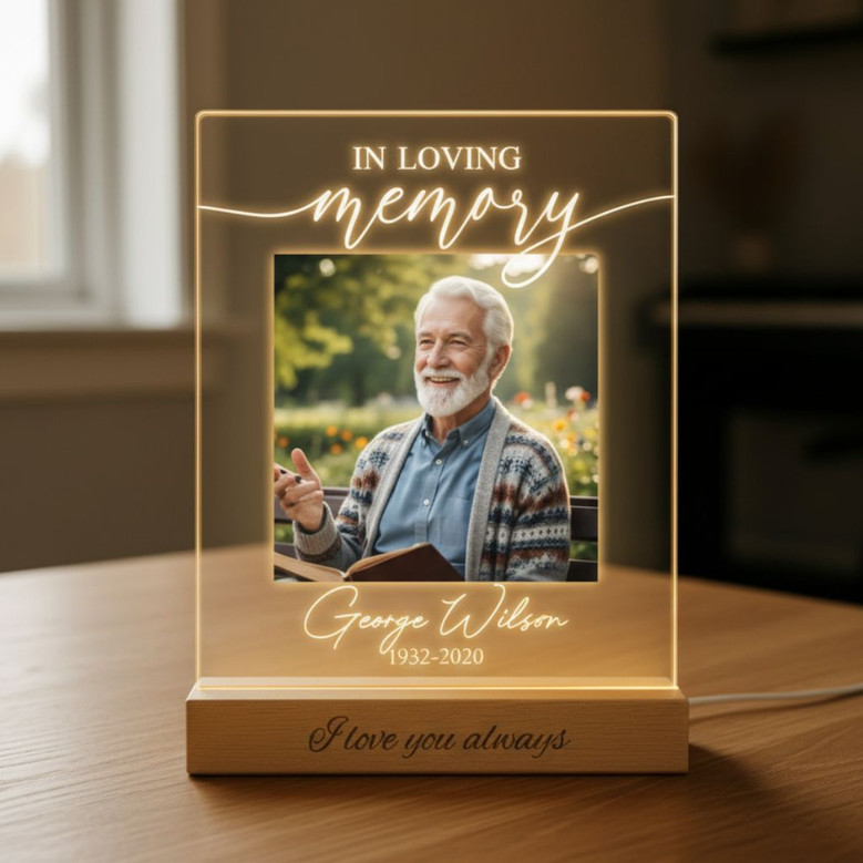 Grandpa Dad Photo Night Light Glowing Tribute of Love
