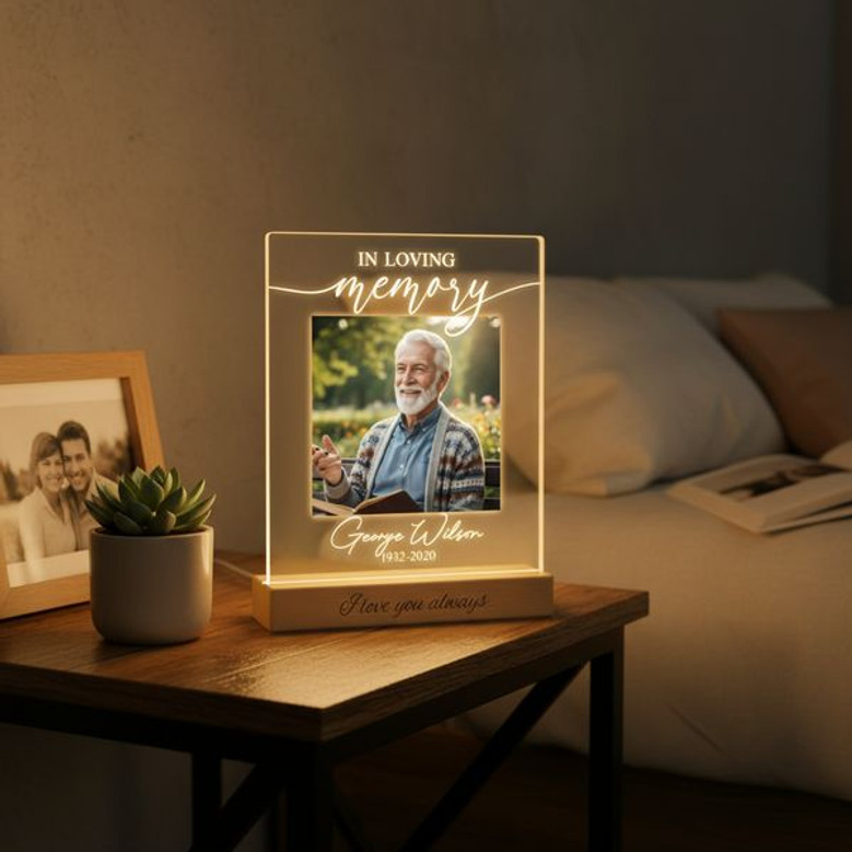Grandpa Dad Photo Night Light Glowing Tribute of Love