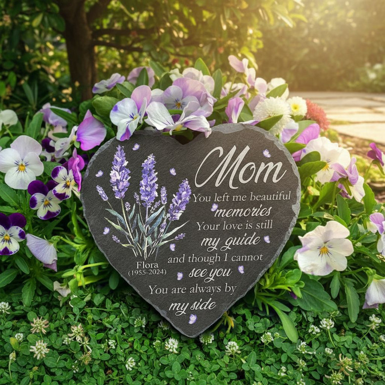 Mom Eternal Love Custom Heart Slate Memorial Garden Stone Mom Eternal Love Custom Heart Slate Memorial Garden Stone